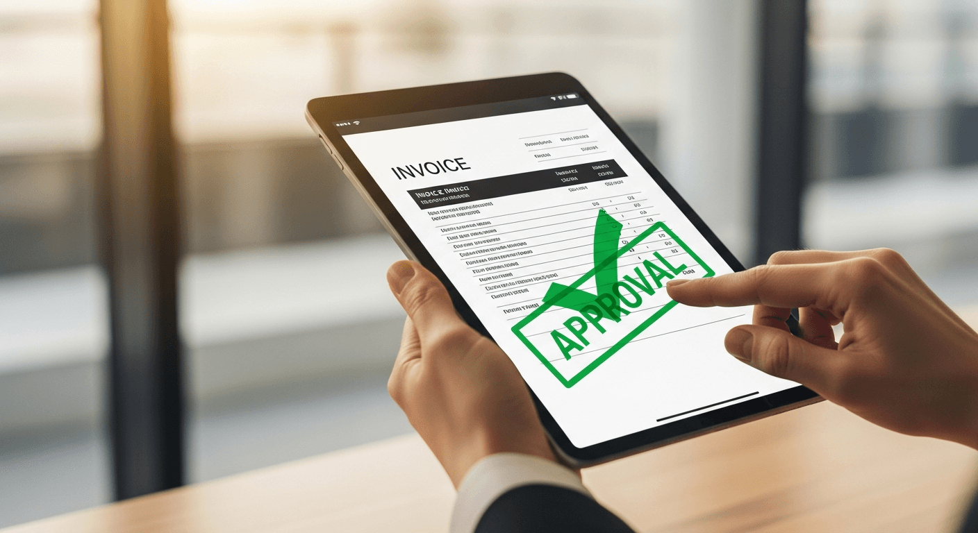 Digital invoice approval on tablet device